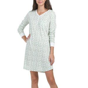 POPPY & CLAY Green Organic Cotton Floral Sweet Pointelle Sleepshirt